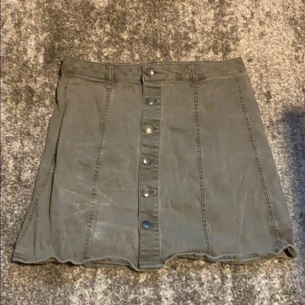 Green mini skirt